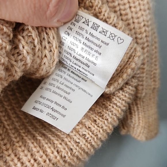 Kids Peachy Tan Merino Wool Knit Sweater - Picture 3 of 7